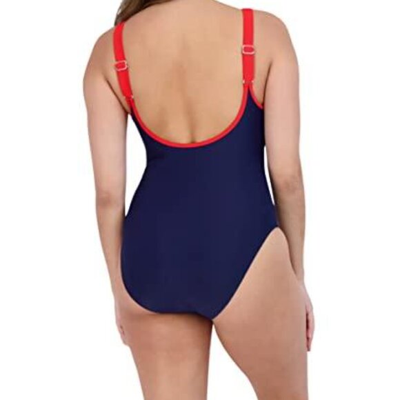 Nautica Contrast Trim One Piece Swimsuit | Size L | NWT | Tummy Control - Picture 2 of 3